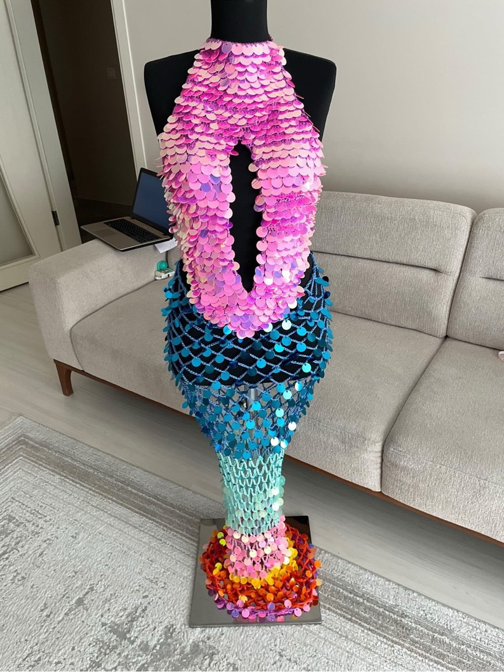 Handmade Multicolor Sequin Mermaid party dress